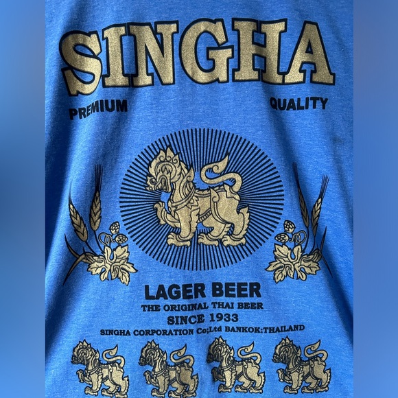 Singha Thai Lager Beer Blue T-Shirt - Size L Large Men’s (Made in Thailand) - Picture 2 of 5